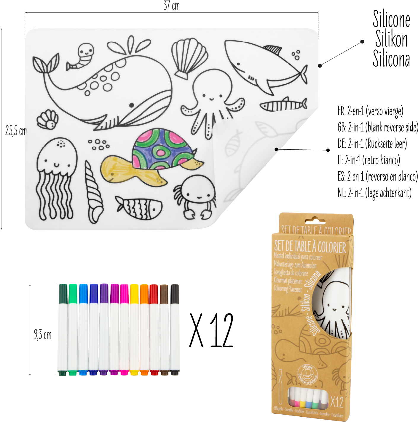 Plansa de colorat din silicon reutilizabila - Ocean - Ulysse - imagine 4